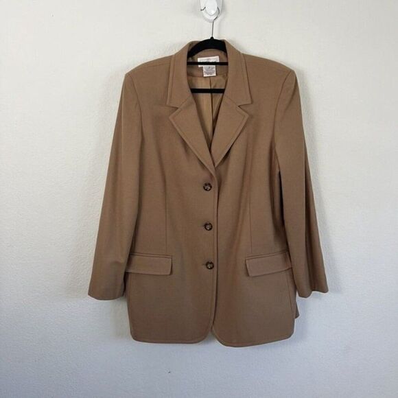 Worthington Vintage 100% Wool Blazer Tan/Brown Jacket Women’s Plus Size 18 NWOT - Picture 1 of 10